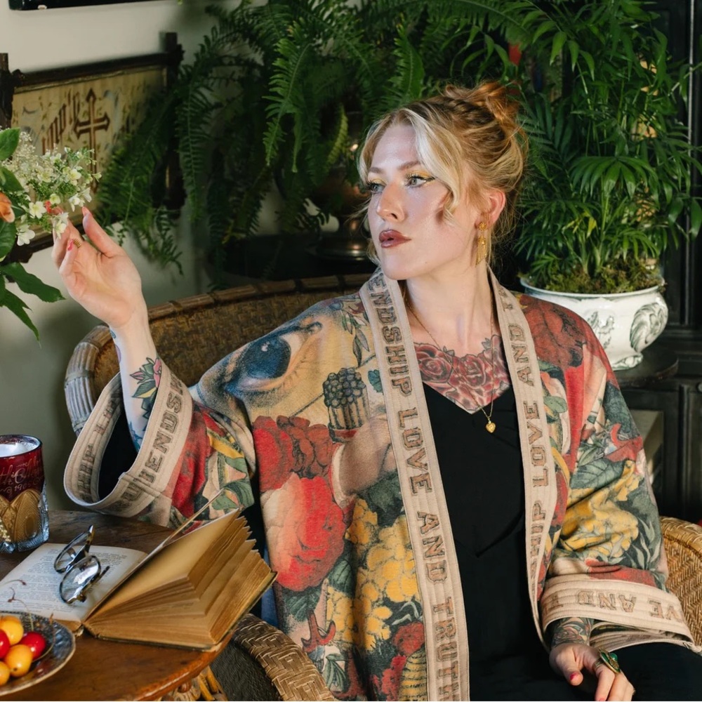 ⭐️Market of Stars Friendship Love & Truth Cropped Cottage Fleece Cardigan Jacket - Picture 14 of 16